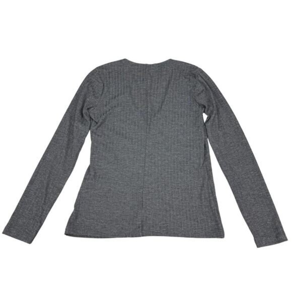 Banana Republic Women's Long Sleeve Rib Wrap Tee In Gray Size XXS Petite - Picture 5 of 5
